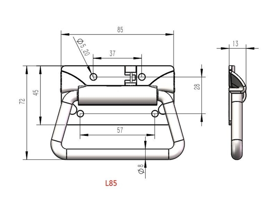 L85mm الثقيلة الفولاذ المقاوم للصدأ صندوق الأدوات مقابض الصدر SUS201 SUS304
